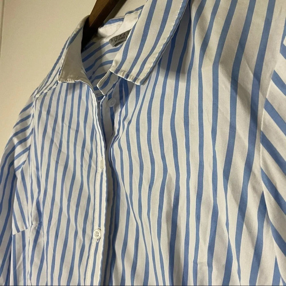 Striped Cotton Shirt Office Work Professional Button Up Shirt Size XL Petite - Picture 4 of 11